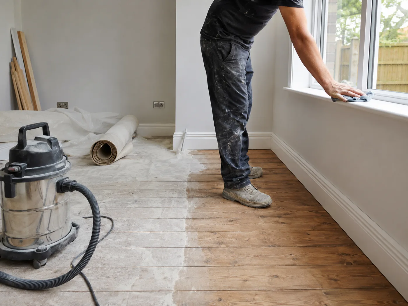 Removing construction dust and debris after building work